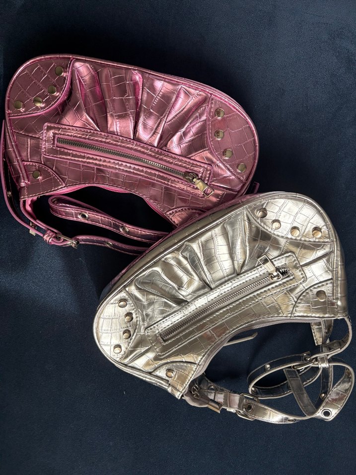 Altın Renkli Yılan Desenli Deri Kadın Çanta - Görsel 2