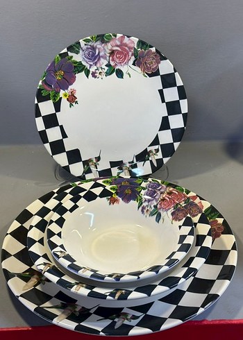 Çiçek Desenli Beyaz Yemek Tabağı Seti2000tlkargobedava - Görsel 3