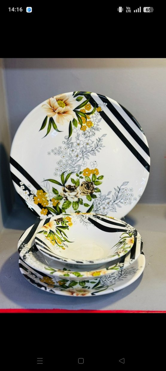 Çiçek Desenli Beyaz Yemek Tabağı Seti2000tlkargobedava - Görsel 2