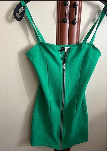 H&M mini yeşil şık elbise