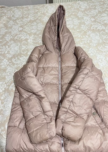 Kapüşonlu Kadın Pudra Kışlık Mont - Görsel 2