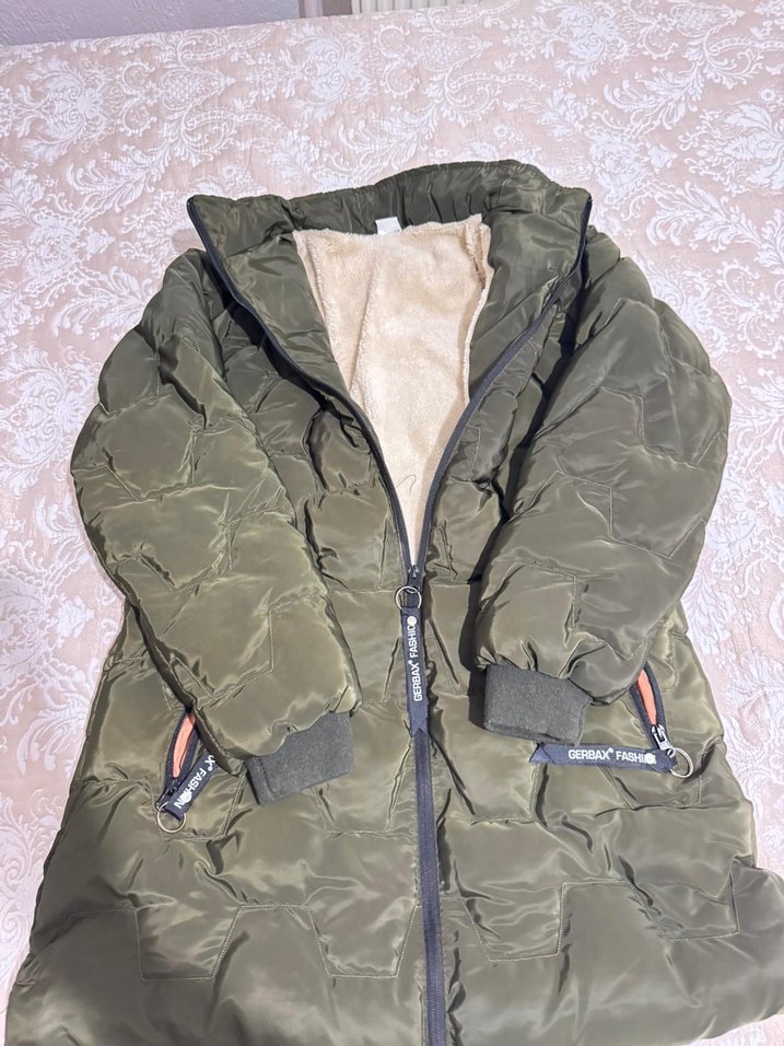 Kürklü Yeşil Kadın Uzun Kışlık Mont - Görsel 3