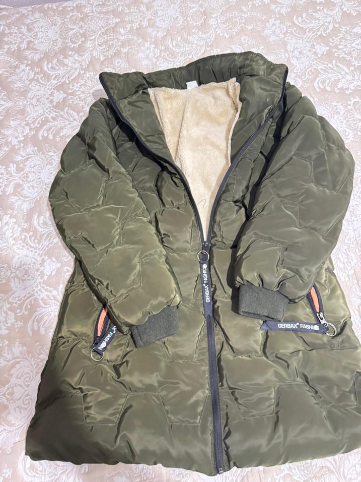 Kürklü Yeşil Kadın Uzun Kışlık Mont - Görsel 2