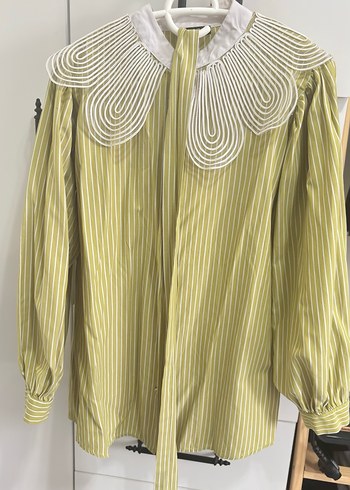 Yağ yeşili Uzun Kollu Kadın Gömlek - Görsel 2