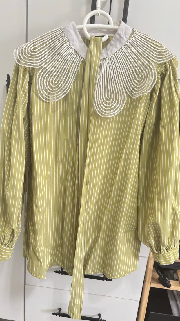 Yağ yeşili Uzun Kollu Kadın Gömlek - Görsel 3