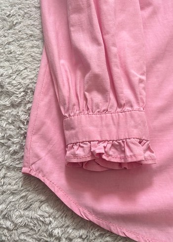 Pembe Fırfırlı Kadın Gömlek - Görsel 3