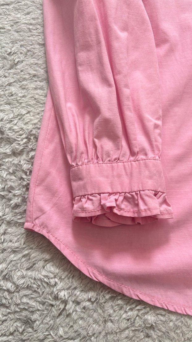 Pembe Fırfırlı Kadın Gömlek - Görsel 3