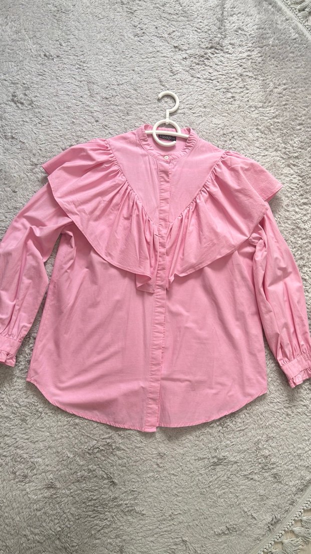 Pembe Fırfırlı Kadın Gömlek - Görsel 2