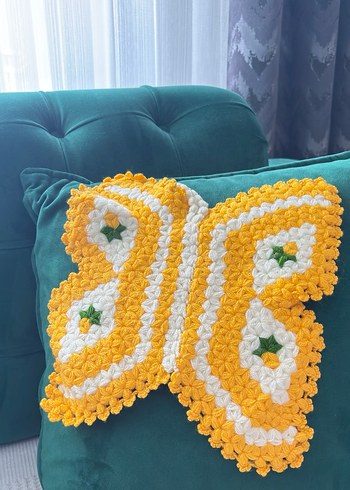 Sarı Nakışlı Örgü Banyo Lif Seti - Görsel 6