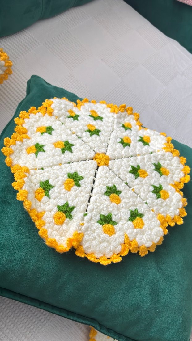 Sarı Nakışlı Örgü Banyo Lif Seti - Görsel 5