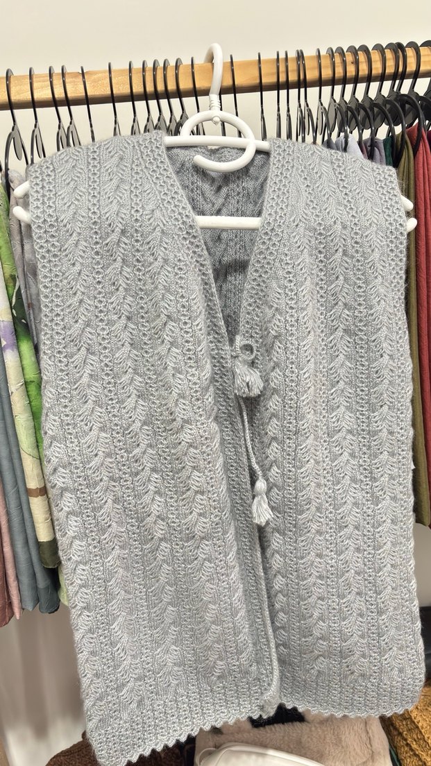 Gri Örgü Uzun Kadın Yelek - Görsel 2