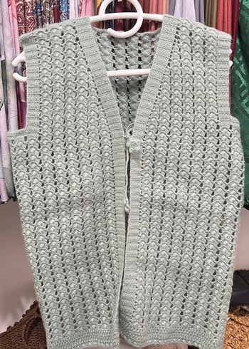 Gri V Yaka Örgü Kadın Yelek - Görsel 2