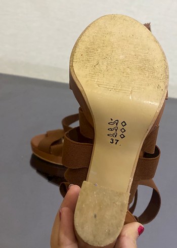 Kahverengi Süet Platform Topuklu Kadın Ayakkabı - Görsel 4