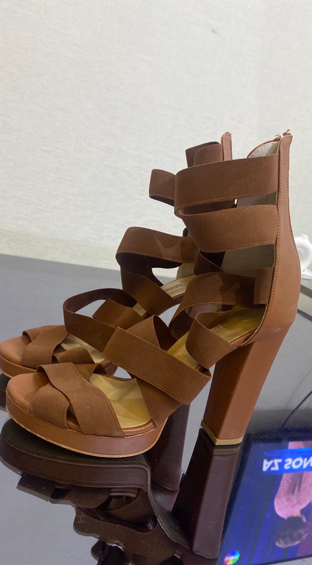 Kahverengi Süet Platform Topuklu Kadın Ayakkabı - Görsel 3