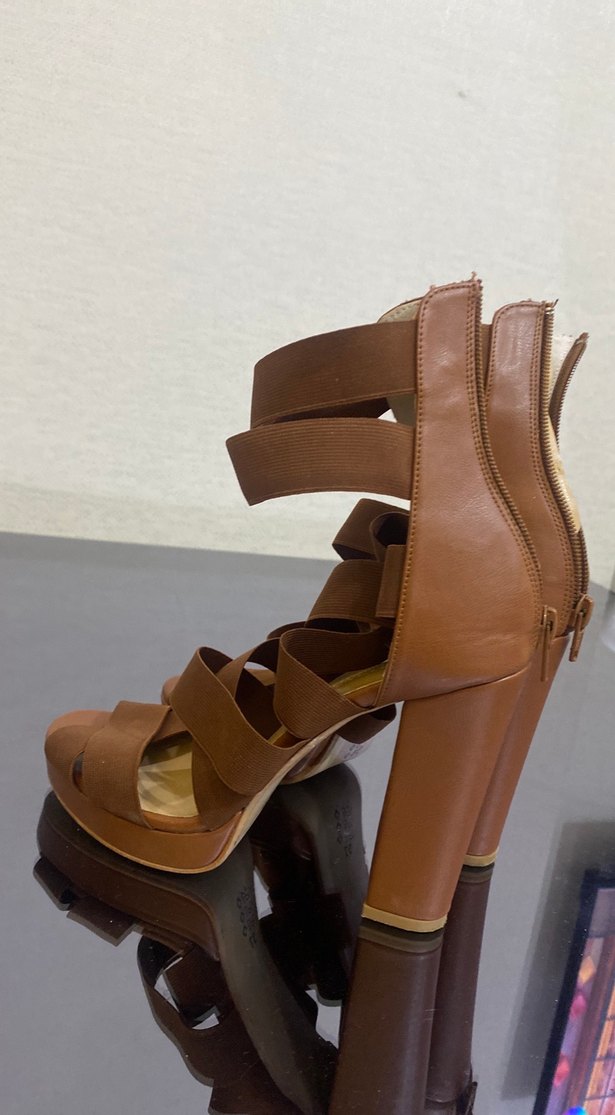 Kahverengi Süet Platform Topuklu Kadın Ayakkabı - Görsel 2