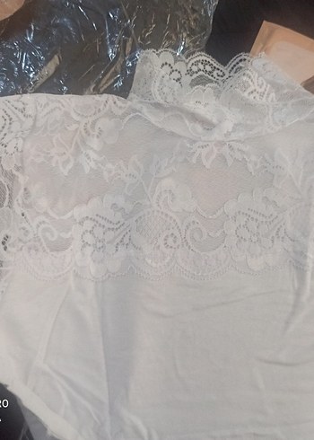 Diğer Dantel Detaylı beyaz Siyah Gotik Bluz