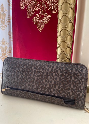 Kahverengi Deri Baskılı Kadın Portföy Cüzdan - Görsel 2