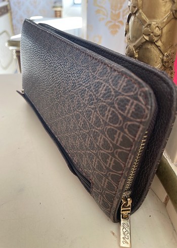 Kahverengi Deri Baskılı Kadın Portföy Cüzdan - Görsel 3