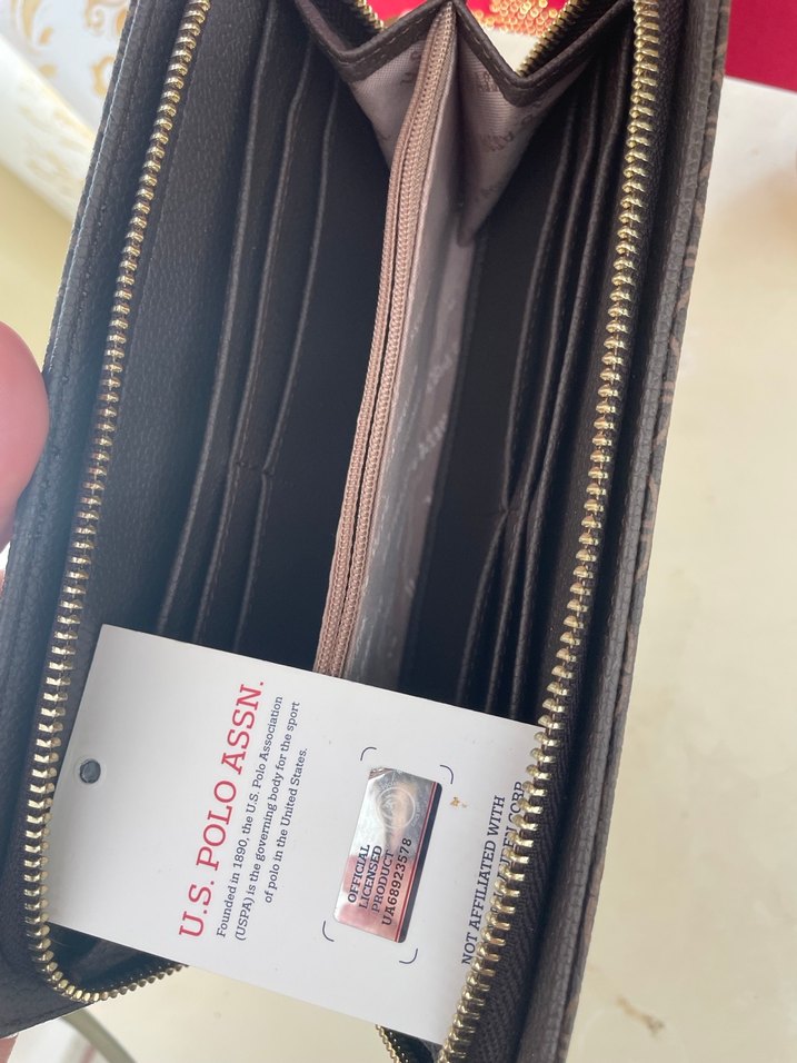 Kahverengi Deri Baskılı Kadın Portföy Cüzdan - Görsel 4