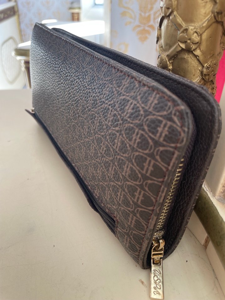 Kahverengi Deri Baskılı Kadın Portföy Cüzdan - Görsel 3