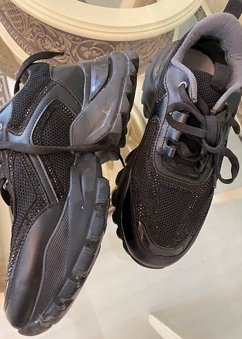38 Beden siyah Renk Siyah sim detaylı Bağcıklı Platform Kadın Spor Ayakkabı