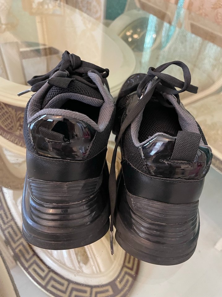 Siyah sim detaylı Bağcıklı Platform Kadın Spor Ayakkabı - Görsel 2