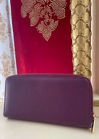 Mor Deri Fermuarlı Kadın Cüzdanı - Görsel 5