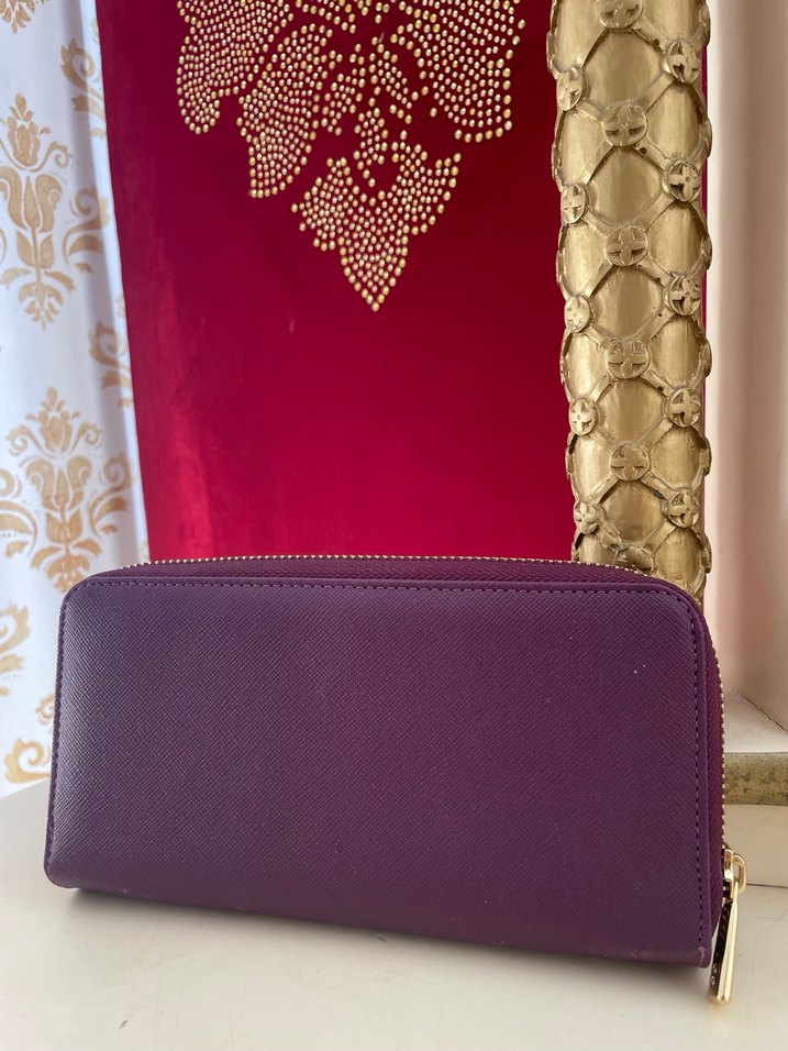 Mor Deri Fermuarlı Kadın Cüzdanı - Görsel 5