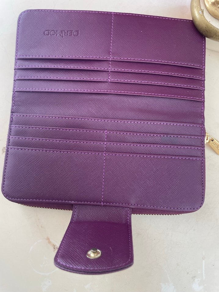 Mor Deri Fermuarlı Kadın Cüzdanı - Görsel 3