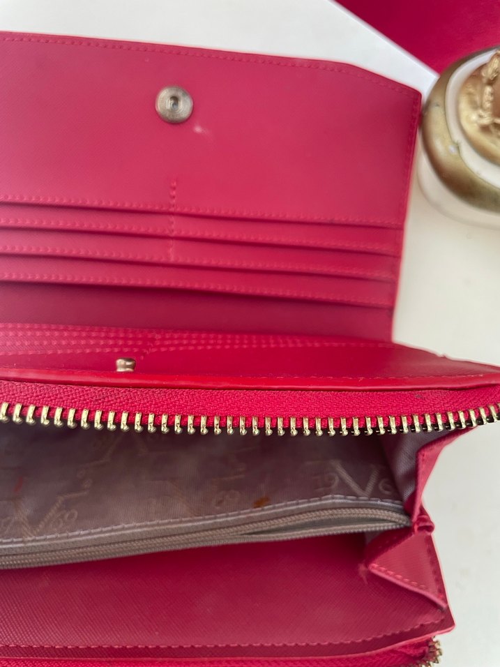 Bordo Deri Kadın Fermuarlı Cüzdan - Görsel 4