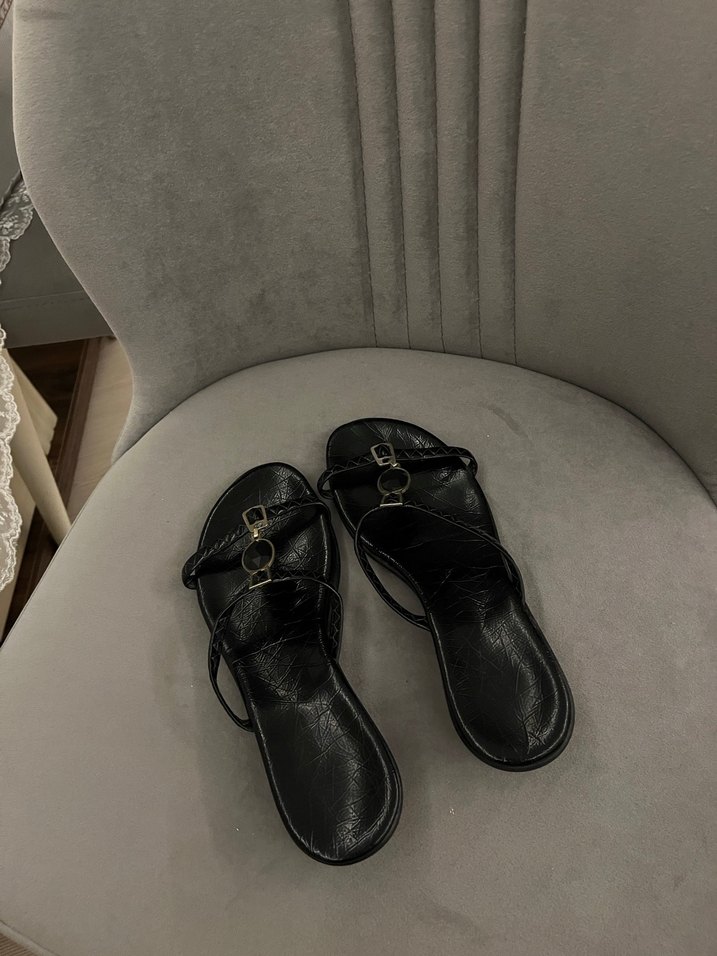 siyah sandalet - Görsel 4