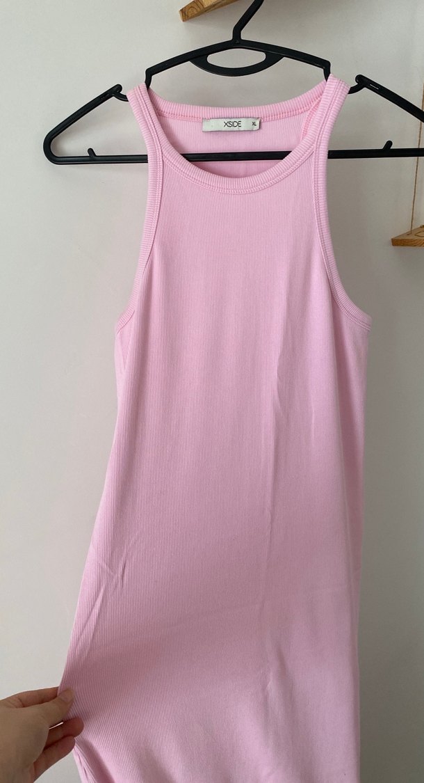 Pembe Pamuklu Yüksek Yakalı Atlet M L uyumlu - Görsel 3