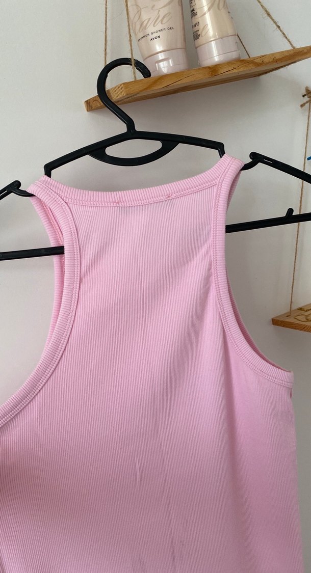 Pembe Pamuklu Yüksek Yakalı Atlet M L uyumlu - Görsel 4