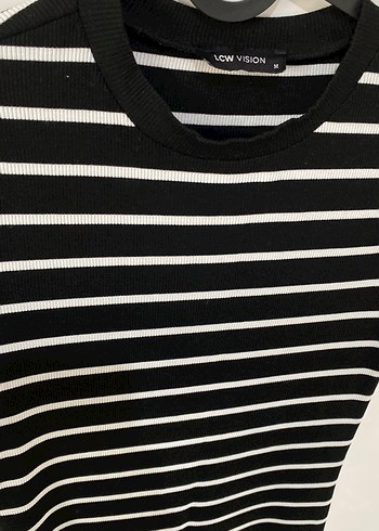 Siyah Beyaz Çizgili Uzun Kadın Elbise - Görsel 2