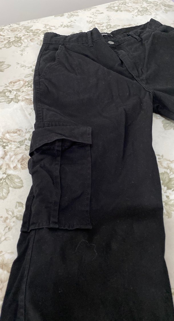 Siyah Düğmeli Kadın Keten Pantolon - Görsel 2