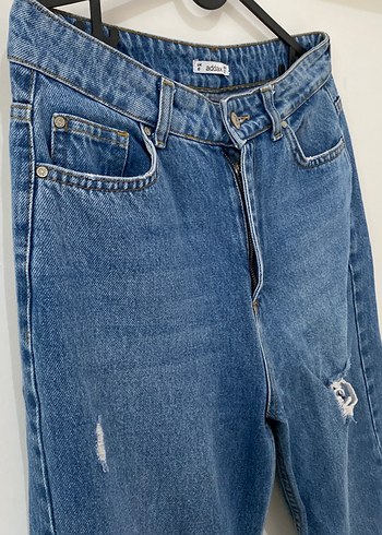 Kadın Mavi Bol Kesim Midi Denim Pantolon - Görsel 4