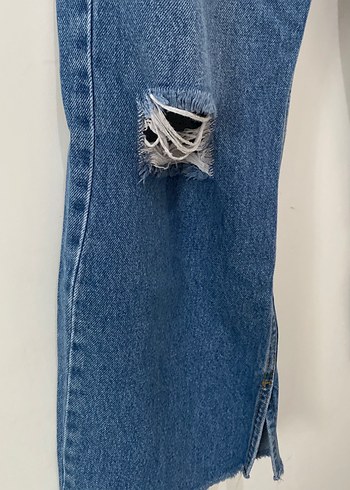 Kadın Mavi Bol Kesim Midi Denim Pantolon - Görsel 3