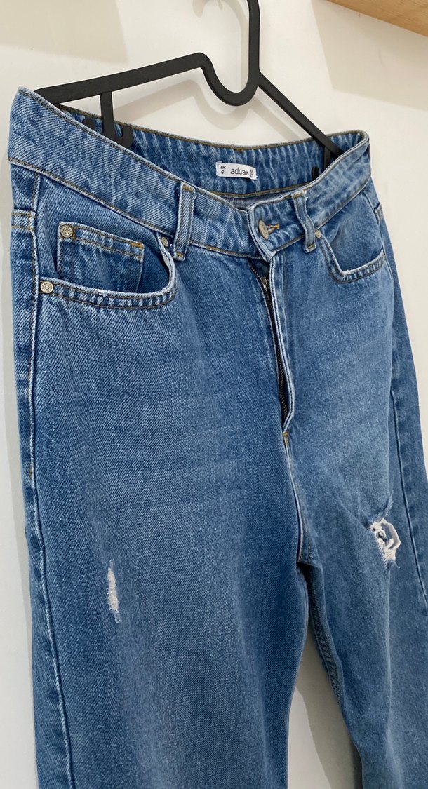 Kadın Mavi Bol Kesim Midi Denim Pantolon - Görsel 4