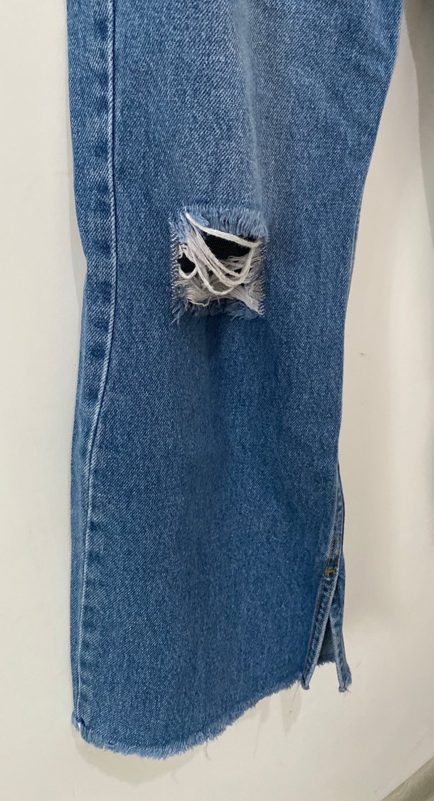 Kadın Mavi Bol Kesim Midi Denim Pantolon - Görsel 3