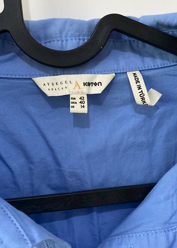 Düğmeli Mavi Kadın Keten Gömlek - Görsel 2