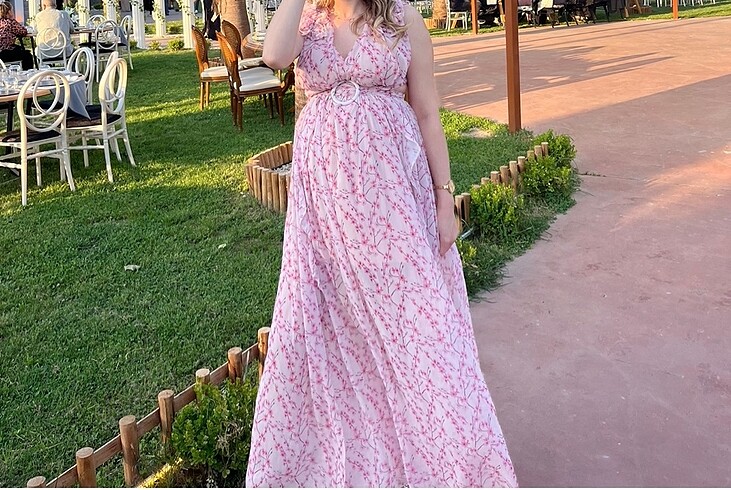 l Beden pembe Renk Pembe uzun tül elbise