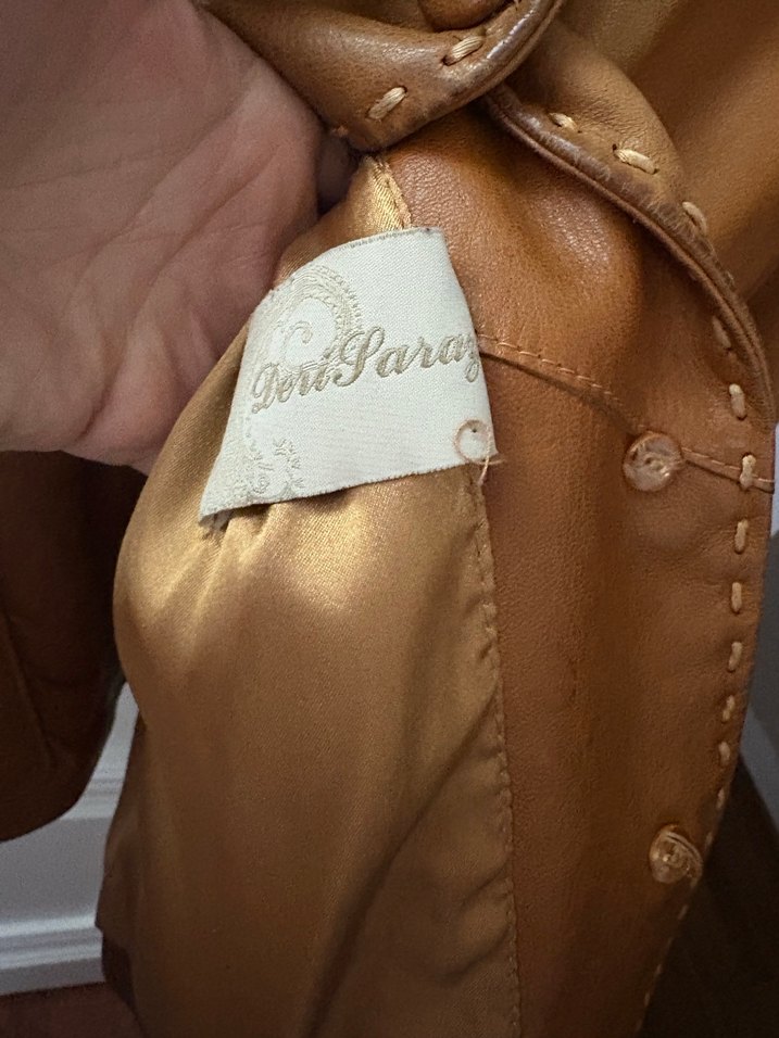 Bej Deri Kadın Ceket, Düğmeli, Ofis Stili - Görsel 3