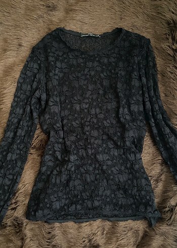 Zara dantel transparan bluz