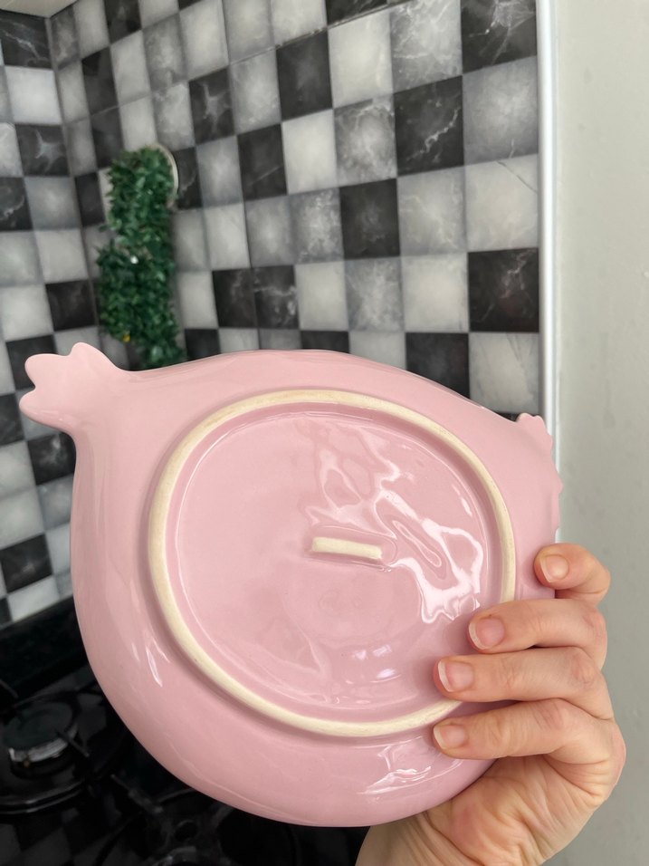Pembe Tavuk Figürlü Çocuk Tabak - Görsel 2