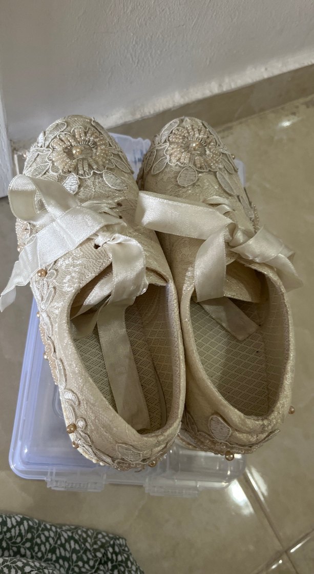 Beyaz İşlemeli Dantel Kız Çocuk Ayakkabısı - Görsel 5