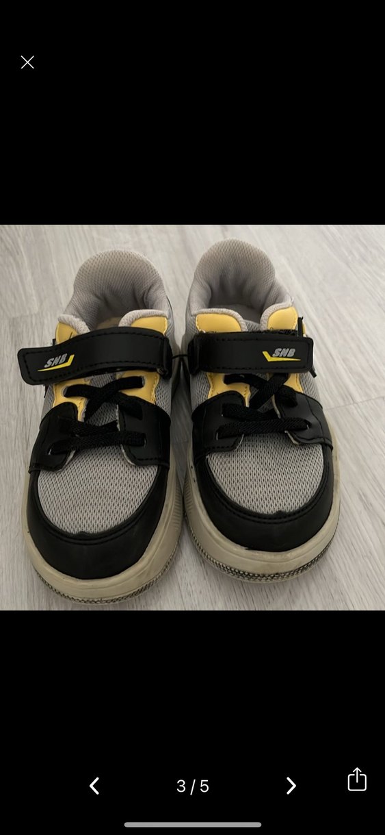 Sarı Gri Erkek Çocuk Spor Ayakkabı Velcro - Görsel 3