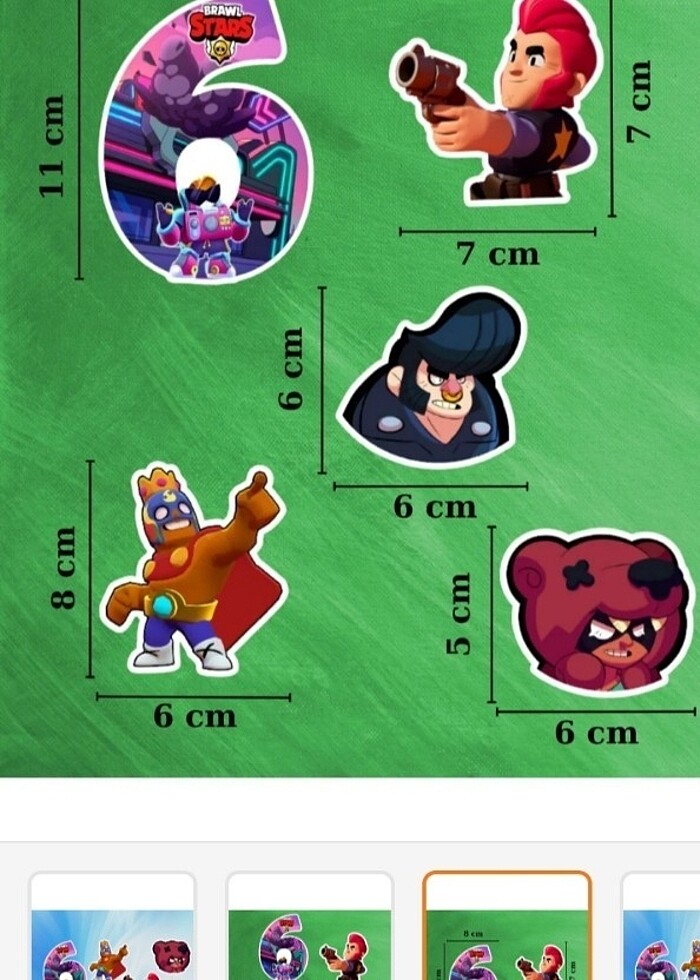  Brawl stars 6 yaş doğum günü pasta süsü - Görsel 2