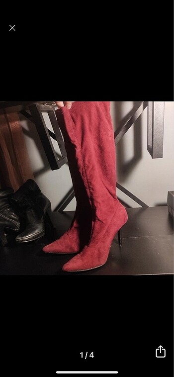 Vintage bordo kırmızı çizme