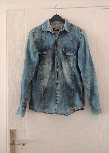 Düğmeli Kadın Mavi Denim Ceket gömlek