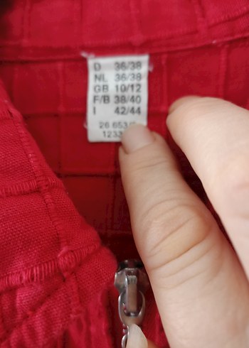 38 Beden kırmızı Renk Kırmızı Fermuarlı Keten Kadın Gömlek